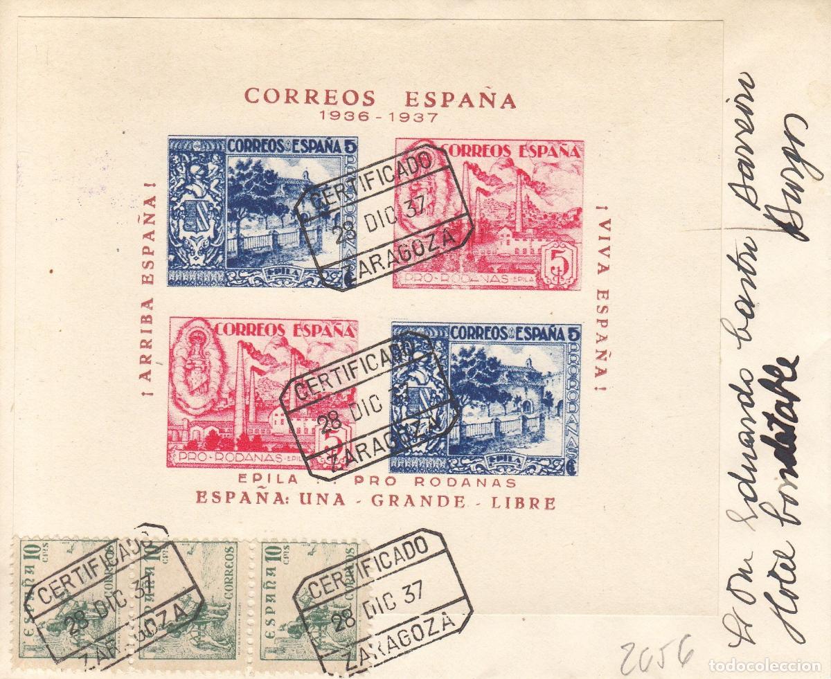 Coleccionismo: CRCAR197 RARO SOBRE DE ZARAGOZA A BURGOS SELLOS 817 -3- Y 283 CATALOGO GALVEZ. HOJA BLOQUE SIN