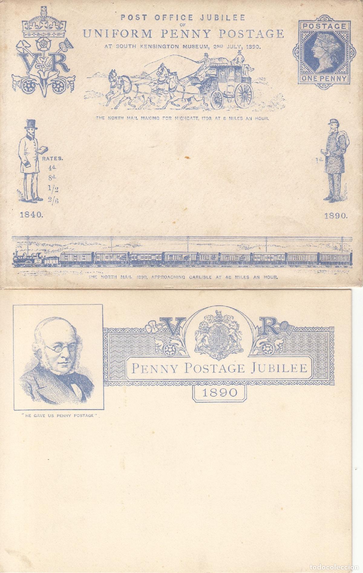 Coleccionismo: CRCAR276 SOBRE COMPLETO CON TARJETA DE ROWLAND HILL EN SU INTERIOR DEL 50 ANIV. DEL PRIMER SELLO