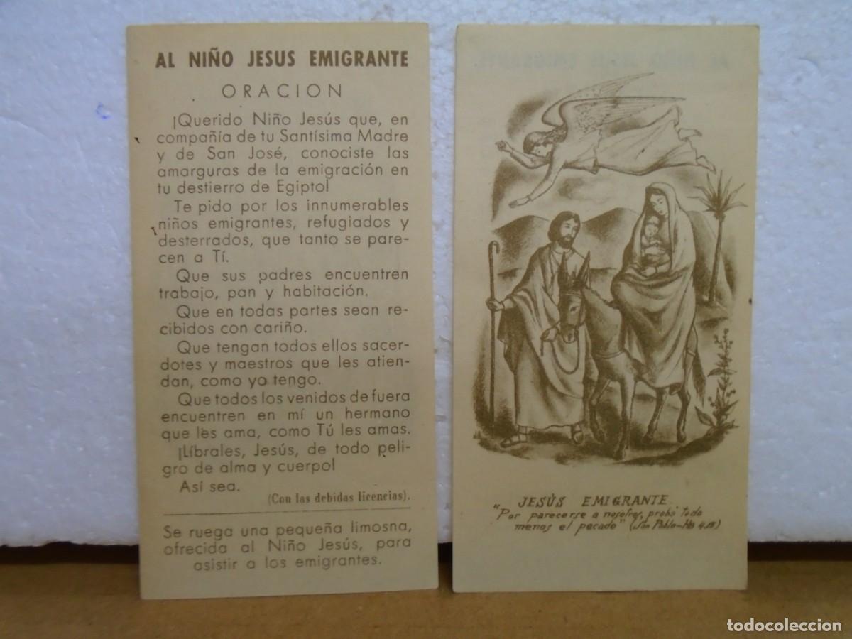 Coleccionismo: ANTIGUAS ESTAMPAS Y ORACION AL NI&Ntilde;O JESUS EMIGRANTE.