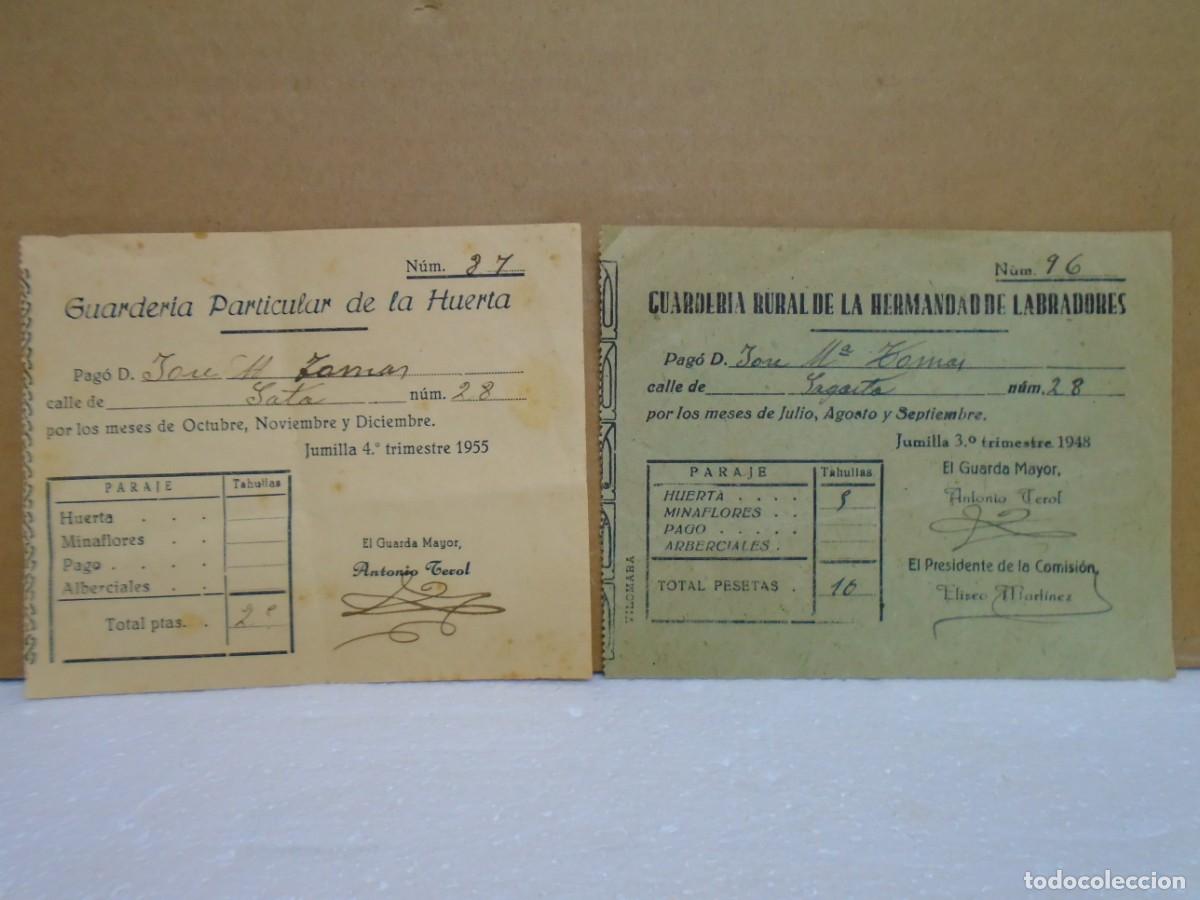 Coleccionismo: JUMILLA(MURCIA)HERMANDAD DE LABRADORES Y GUARDERIA DE LA HUERTA.1948-1955.