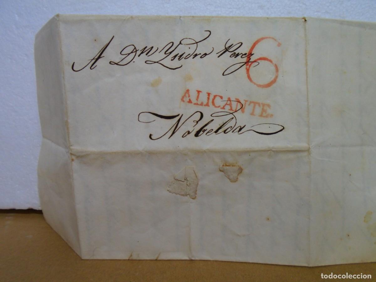 Coleccionismo: CARTA PRE-FILATELICA DE ARGEL(ARGELIA)A NOVELDA(ALICANTE)23/8/1839.MARCA DE PORTEO 6 EN ROJO.