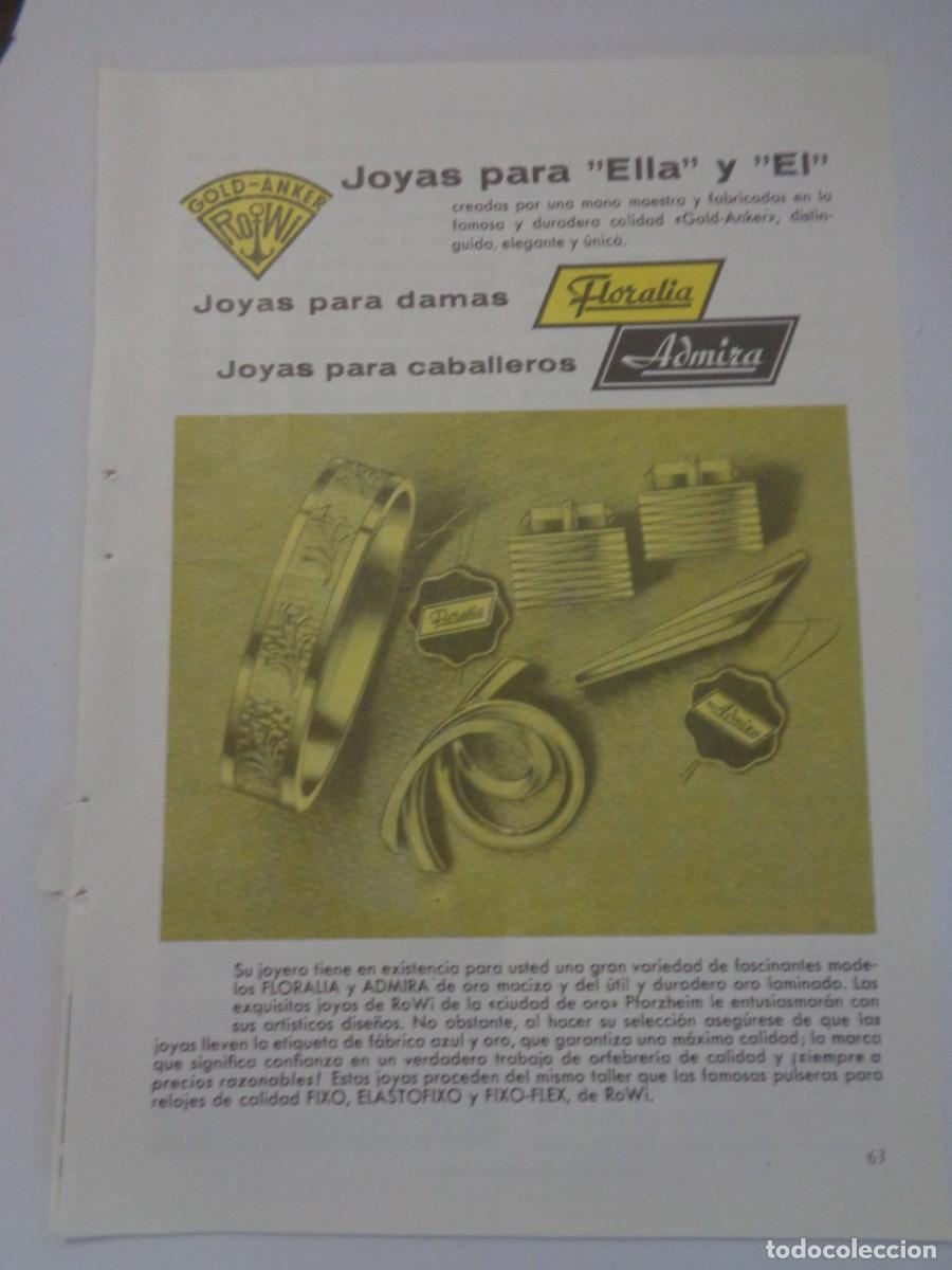 Colecionismo: HOJA DE REVISTA CON ANUNCIO DE JOYAS PARA DAMAS Y CABALLERO FLORALIA Y ADMIRA . A&Ntilde;OS 50