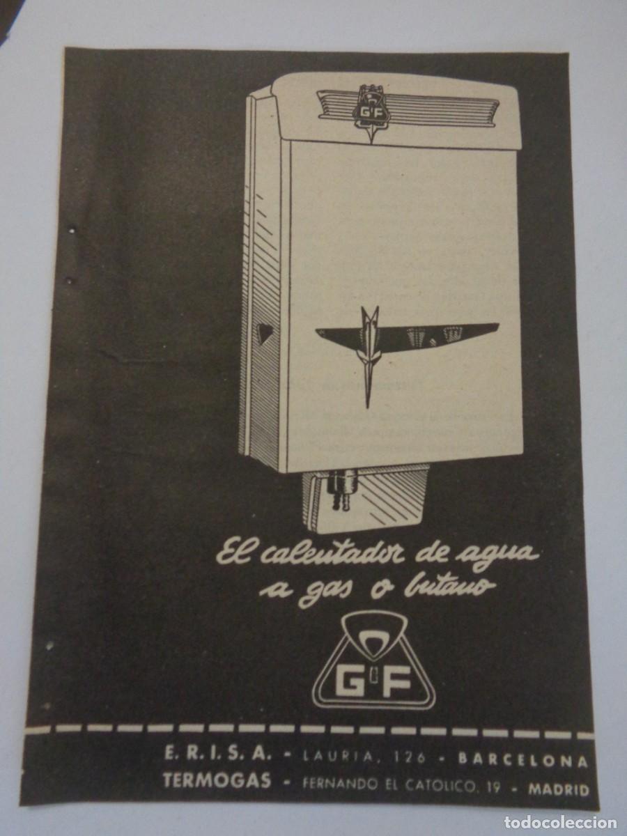 Colecionismo: HOJA DE REVISTA CON ANUNCIO DE CALENTADORES DE AGUA MARCA GF . A&Ntilde;OS 50