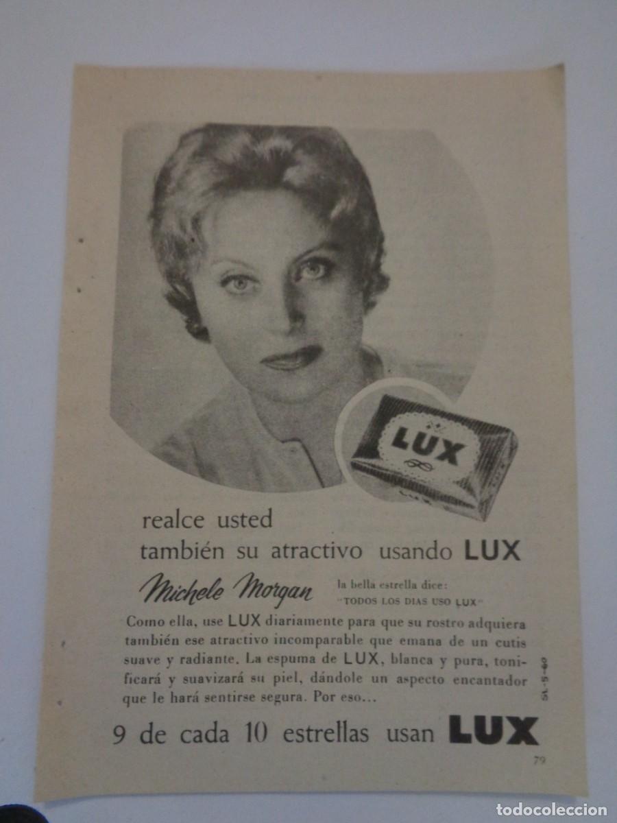 Coleccionismo: HOJA DE REVISTA CON ANUNCIO DE JABON LUX . A&Ntilde;OS 50