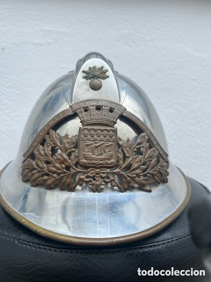 Coleccionismo: Casco bomberos franc&eacute;s antiguo