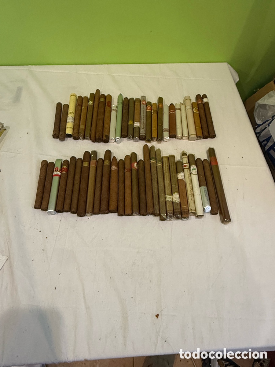 Coleccionismo: Gran lote de 53 puros antiguos de colecci&oacute;n &ndash; varias marcas, formatos, anillas y tubos originales