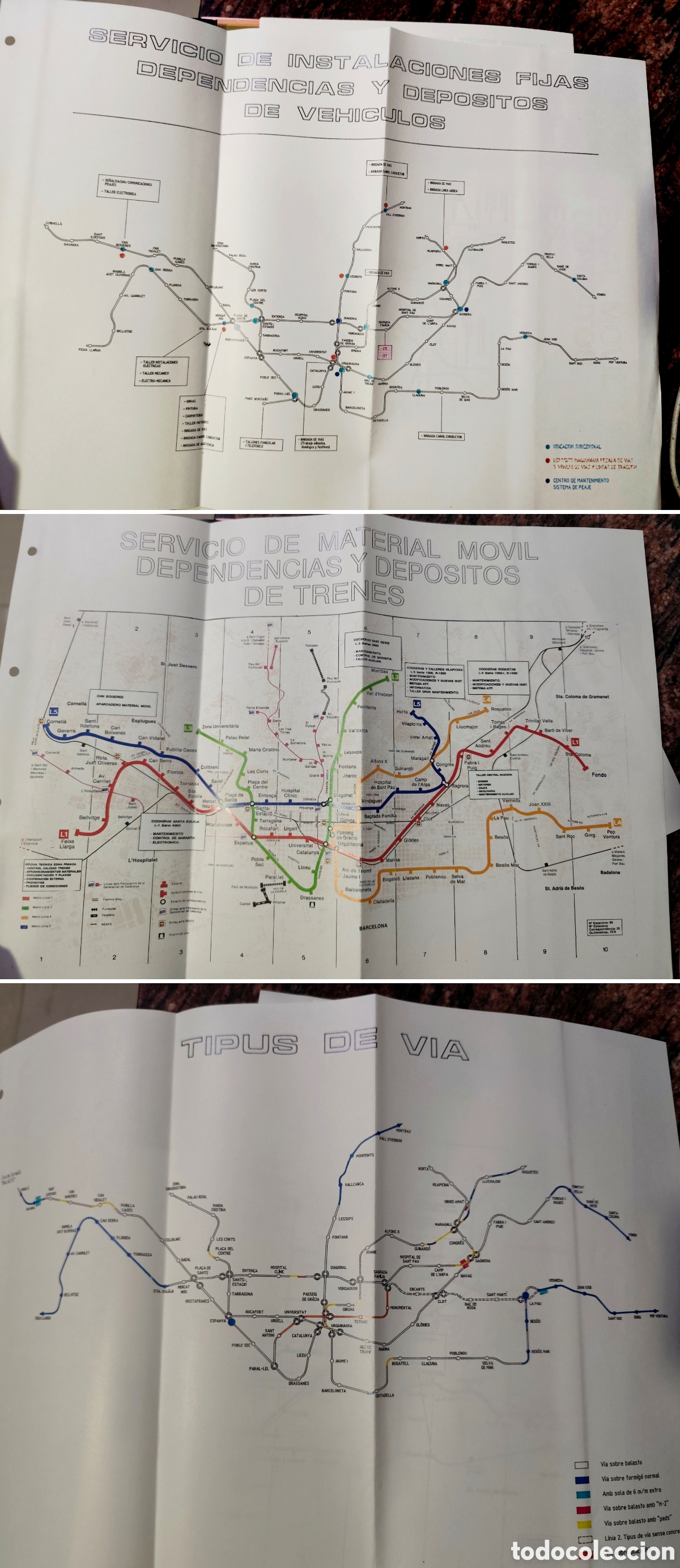 Coleccionismo: Lote de 3 planos t&eacute;cnicos TMB Metro de Barcelona (a&ntilde;os 80&ndash;90).