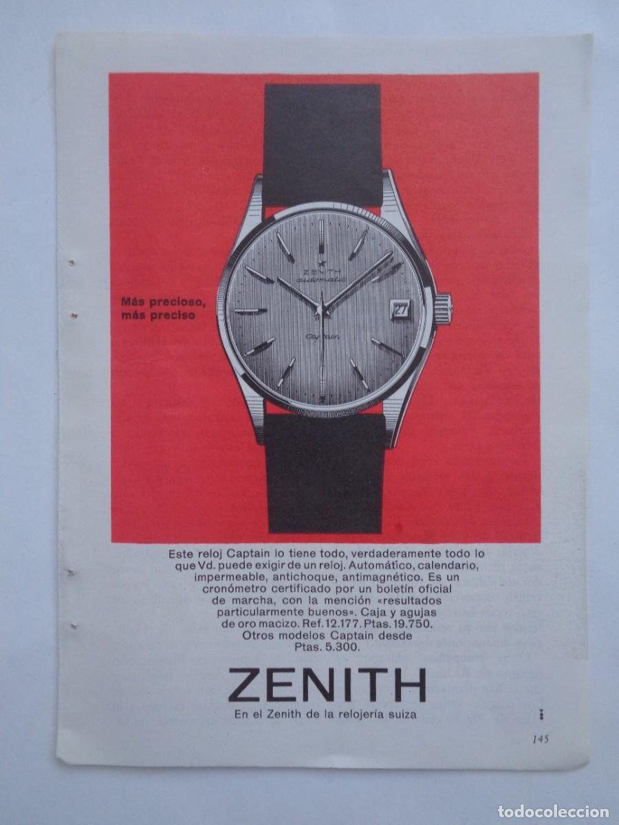 Coleccionismo: HOJA DE REVISTA CON ANUNCIO DE RELOJ ZENITH . A&Ntilde;OS 50