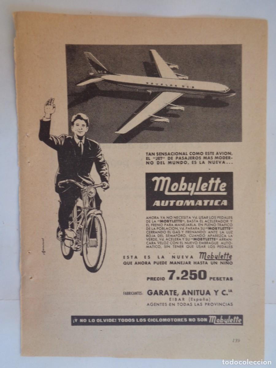Coleccionismo: HOJA DE REVISTA CON ANUNCIO DE BICICLETA MOBYLETTE AUTOMATICA . A&Ntilde;OS 50