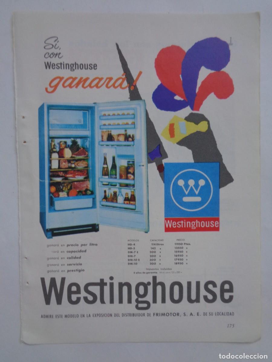 Colecionismo: HOJA DE REVISTA CON ANUNCIO DE FRIGORIFICO WESTINGJOUSE . A&Ntilde;OS 50