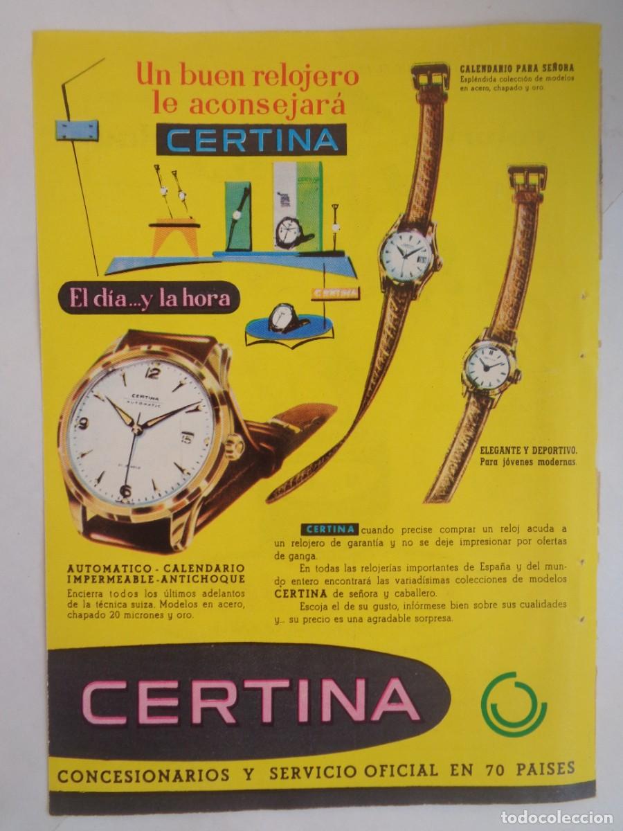Coleccionismo: HOJA DE REVISTA CON ANUNCIO DE RELOJ CERTINA . A&Ntilde;OS 50