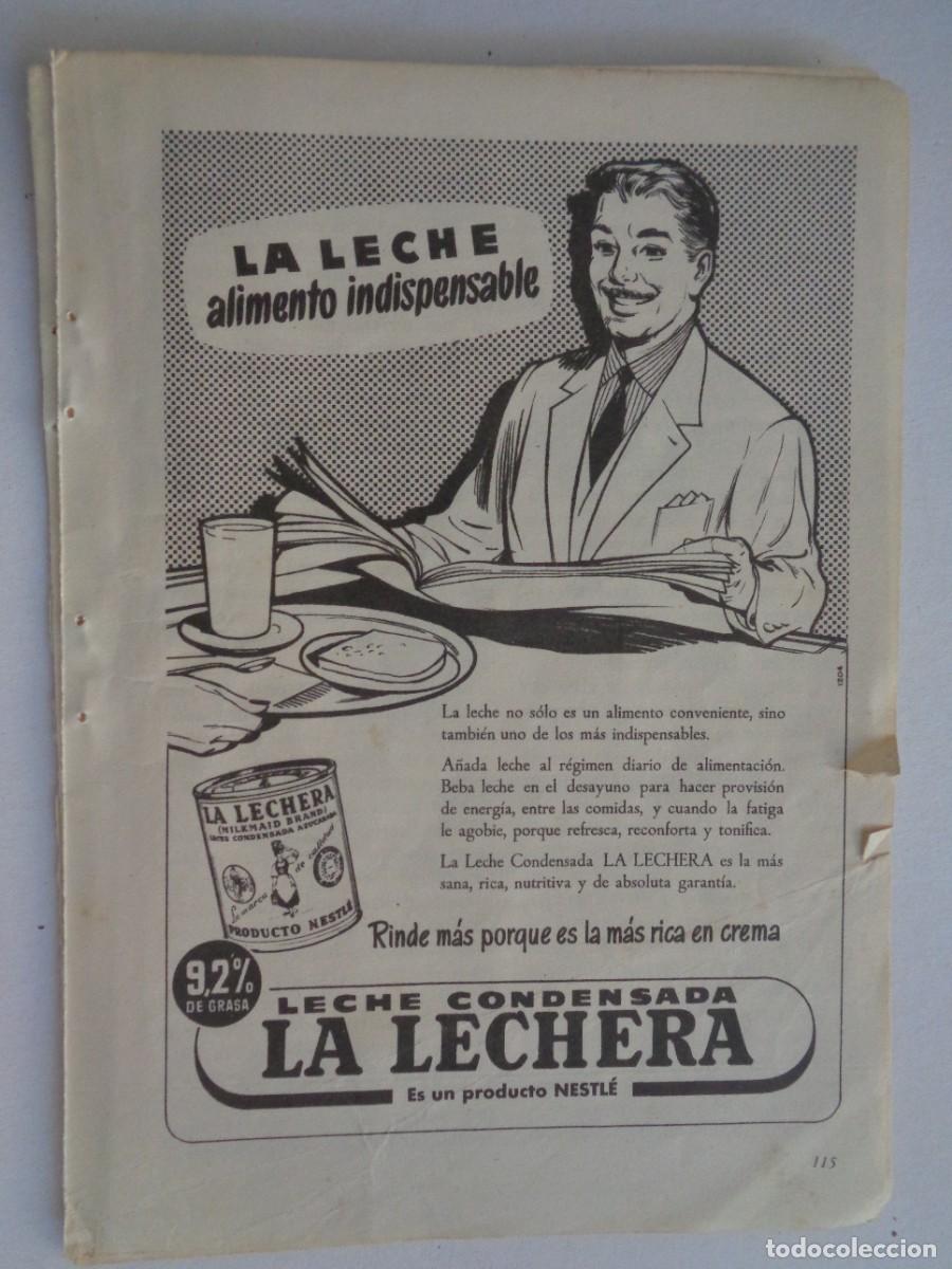 Colecionismo: HOJA DE REVISTA CON ANUNCIO DE LECHE CONDENSADA LA LECHERA . A&Ntilde;OS 50