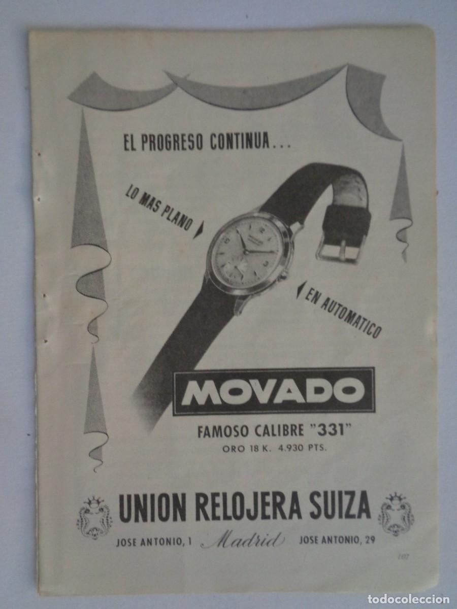 Coleccionismo: HOJA DE REVISTA CON ANUNCIO DE RELOJ SUIZO MOVADO . A&Ntilde;OS 50