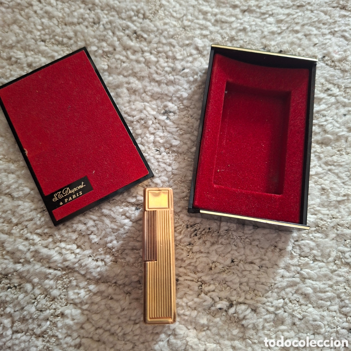 Coleccionismo: Elegante Encendedor Vintage S.T. Ligne 1 Grande - Chapado Oro 20&mu; - Con Caja (Tiene Chispa)