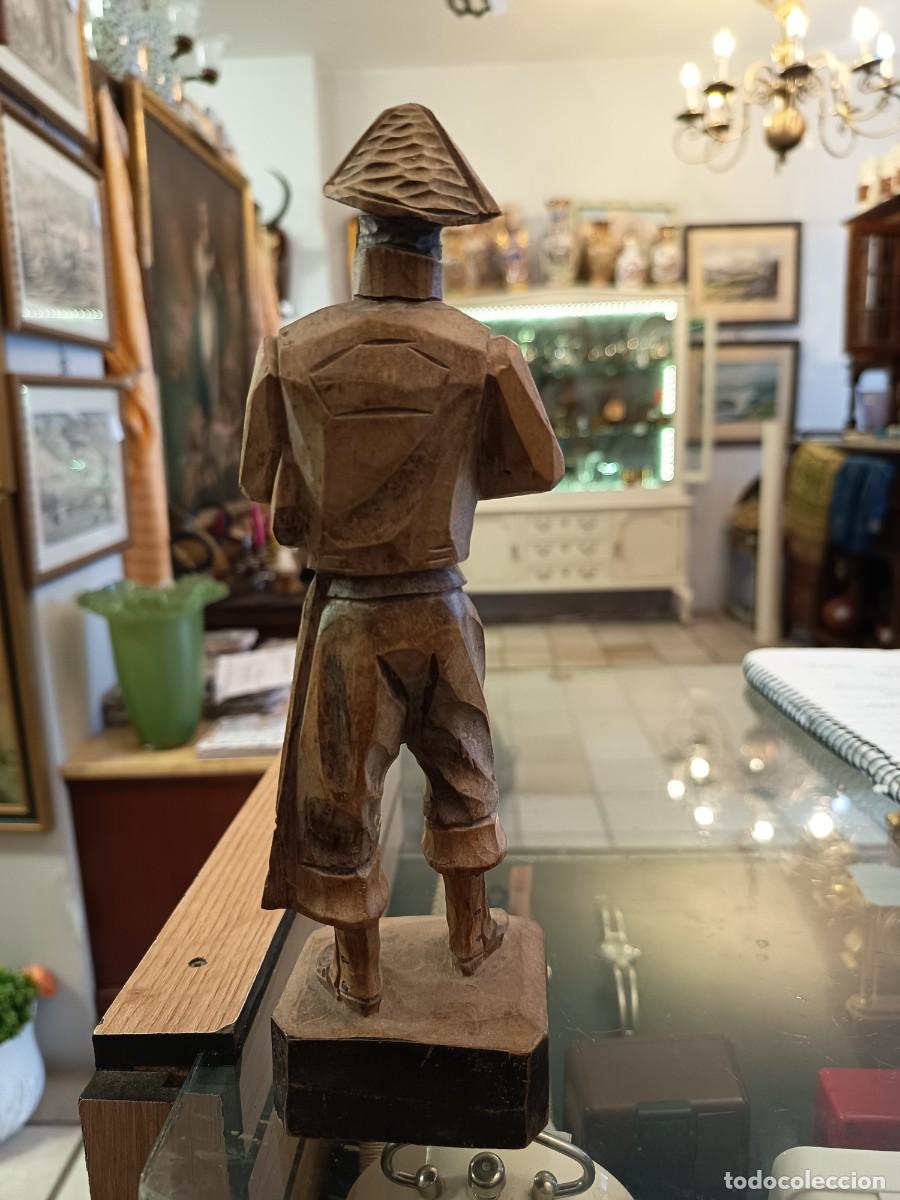 Coleccionismo: Figura Gaitero madera tallada - Foto 5