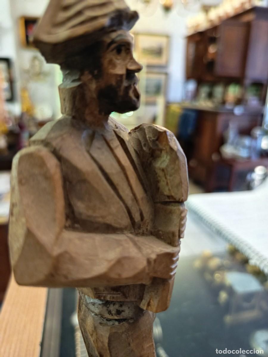 Coleccionismo: Figura Gaitero madera tallada - Foto 9