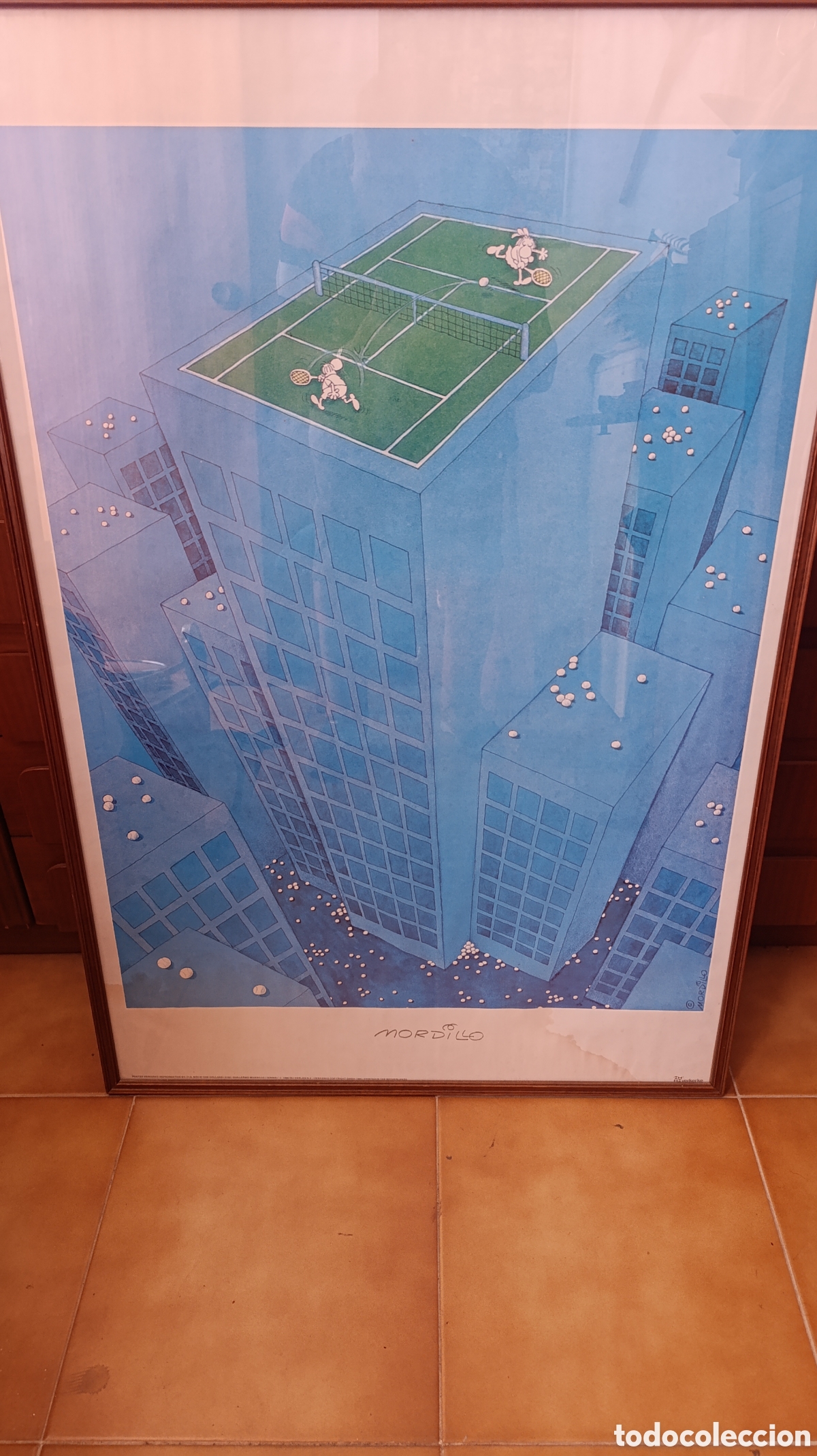 Coleccionismo: Antiguo Poster de Mordillo Tenis en un Rascacielos Verkerke