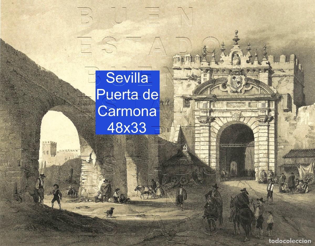 Coleccionismo: SEVILLA PUERTA DE CARMONA GRABADO FACSIMIL EN PAPEL DE GRAN CALIDAD C35