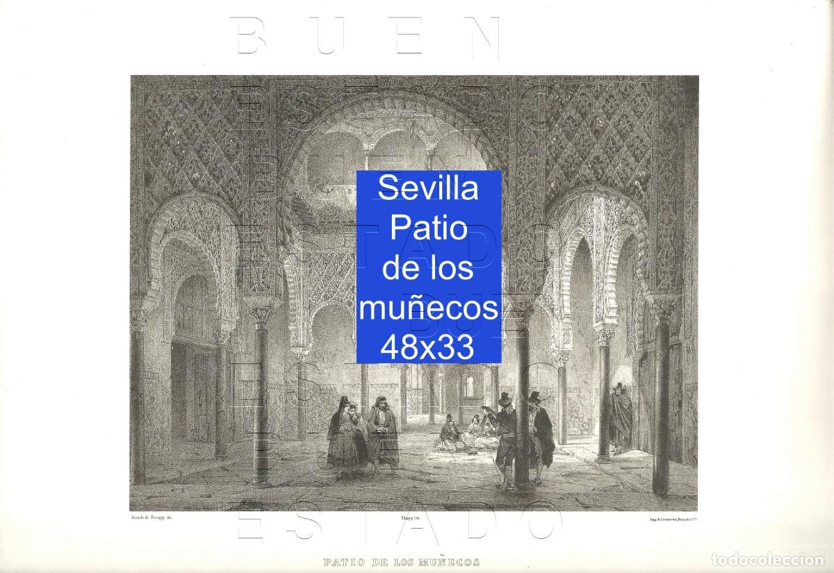 Coleccionismo: SEVILLA PATIO DE LOS MU&Ntilde;ECOS GRABADO FACSIMIL EN PAPEL DE GRAN CALIDAD C35