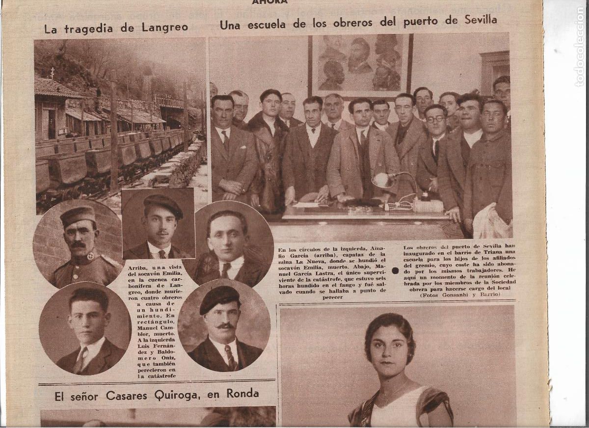 Coleccionismo: A&Ntilde;O 1933 RECORTE PRENSA LANGREO TRAGEDIA SOCAVON EMILIA HUNDIMIENTO MUERTE 4 OBREROS