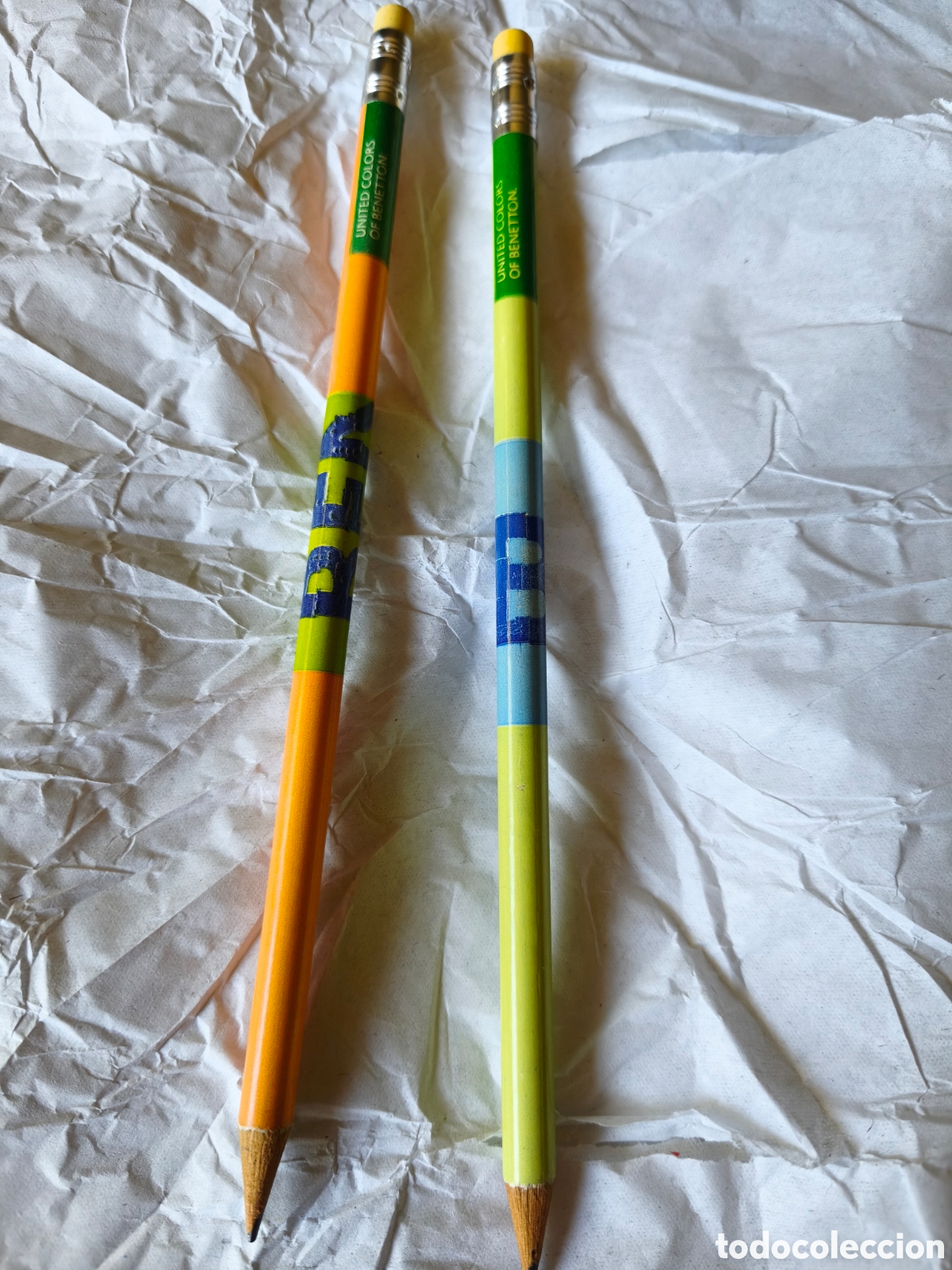 Coleccionismo: 2 l&aacute;pices Benetton dise&ntilde;o naranja y amarillo
