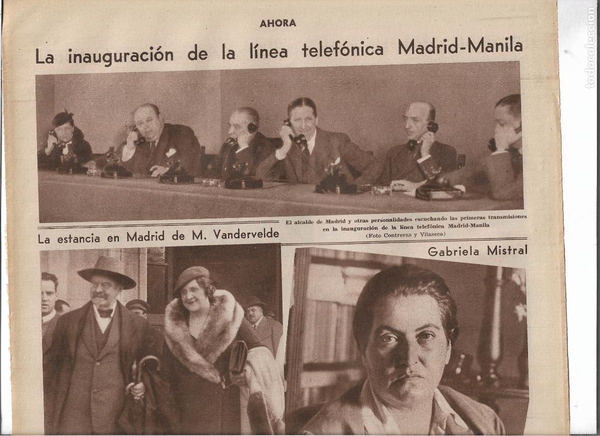 Coleccionismo: A&Ntilde;O 1933 RECORTE PRENSA INAUGURACION LINEA TELEFONICA MADRID MANILA TELEFONO