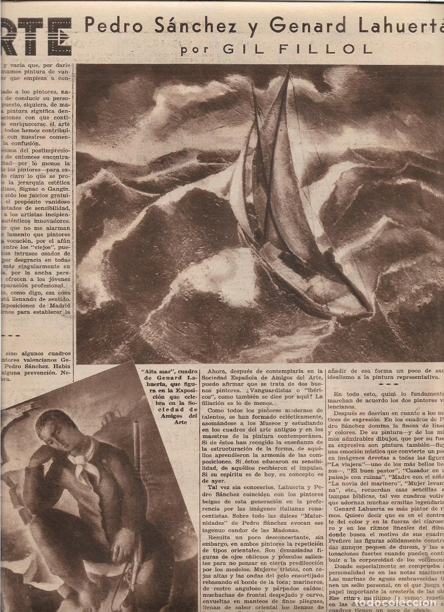 Coleccionismo: A&Ntilde;O 1933 RECORTE PRENSA PINTURA PINTOR PEDRO SANCHEZ Y GENARD LAHUERTA