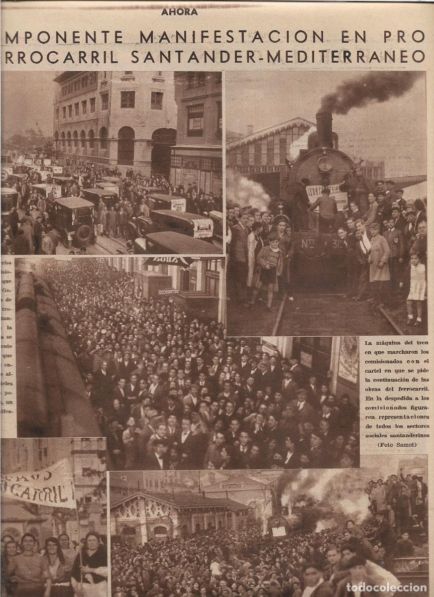 Coleccionismo: A&Ntilde;O 1933 RECORTE PRENSA TREN GRAN MANIFESTACION A FAVOR DEL FERROCARRIL SANTANDER MEDITERRANEO