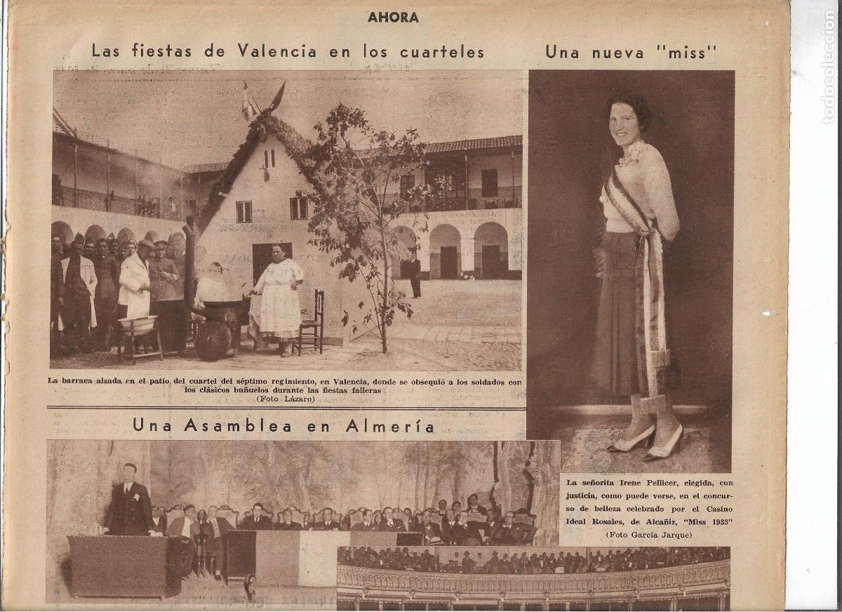 Coleccionismo: A&Ntilde;O 1933 RECORTE PRENSA VALENCIA FIESTAS FALLERAS EN CUARTEL SEPTIMO REGIMIENTO BARRACA BU&Ntilde;UELOS