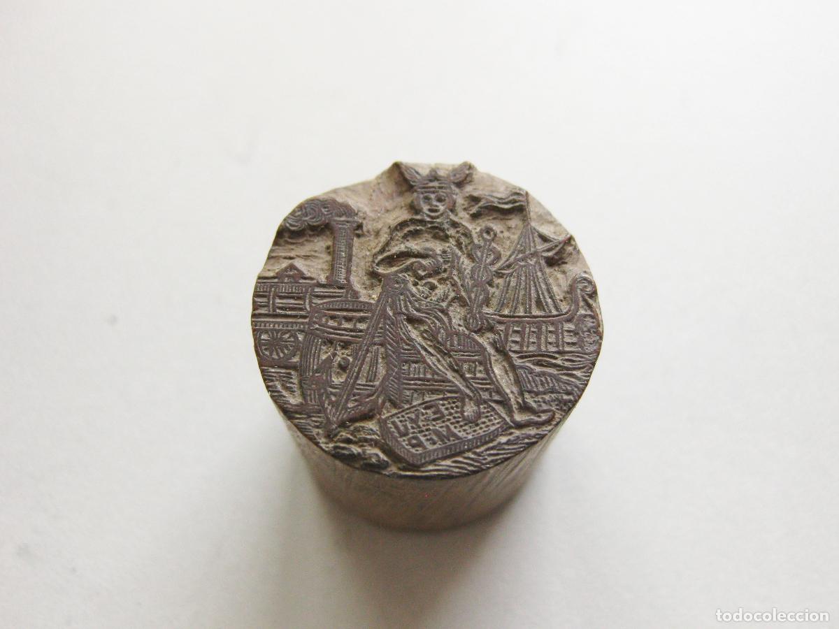 Coleccionismo: ANTIGUO TIPO DE IMPRENTA CON EL DISE&Ntilde;O DE HERMES. DIOS DEL COMERCIO. TAMP&Oacute;N DE TINTA. ANIMALES