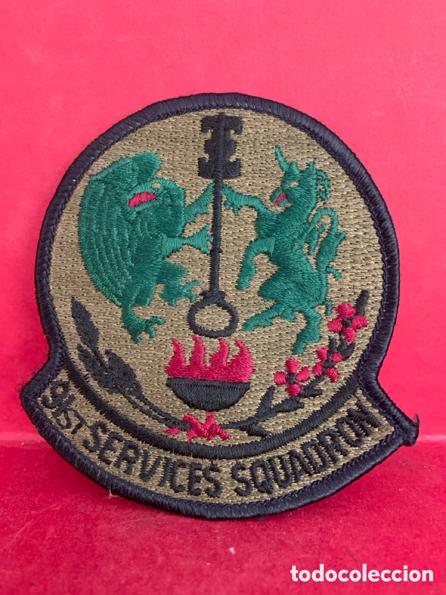 Coleccionismo: 91st USA SERVICE SQUADRON PARCHE DE TELA BADGE