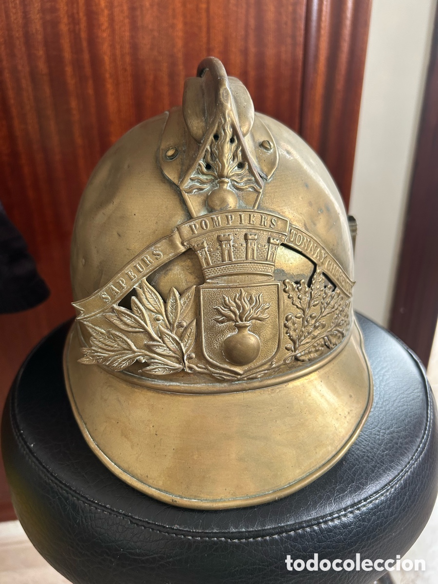 Coleccionismo: Casco bomberos franc&eacute;s antiguo