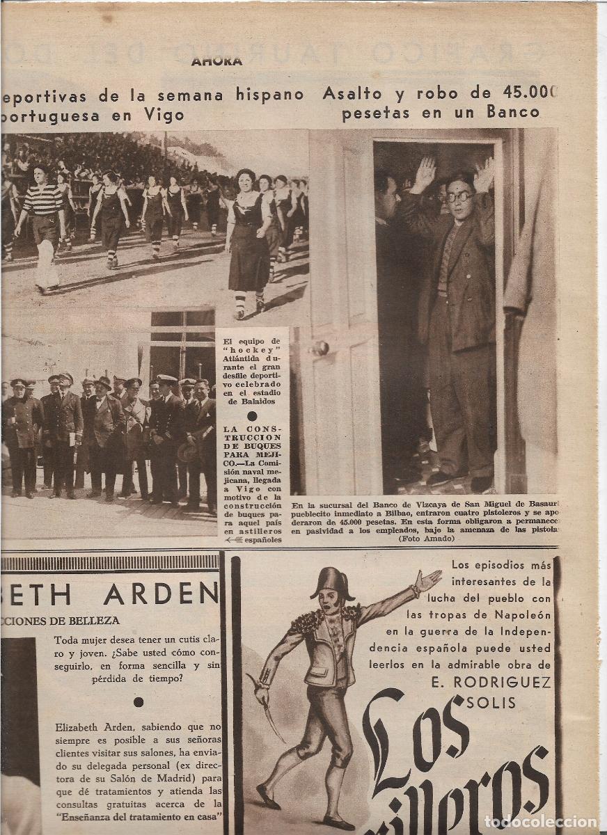 Coleccionismo: A&Ntilde;O 1933 RECORTE PRENSA ASALTO ROBO 45000 PESETAS BANCO VIZCAYA DE SAN MIGUEL DE BASAURI