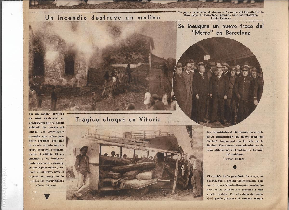 Coleccionismo: A&Ntilde;O 1933 VITORIA CHOQUE AUTOBUS PANADERIA DE ARAYA CON CORREO VITORIA MUNGUIA 2 MUERTOS 18 HERIDOS