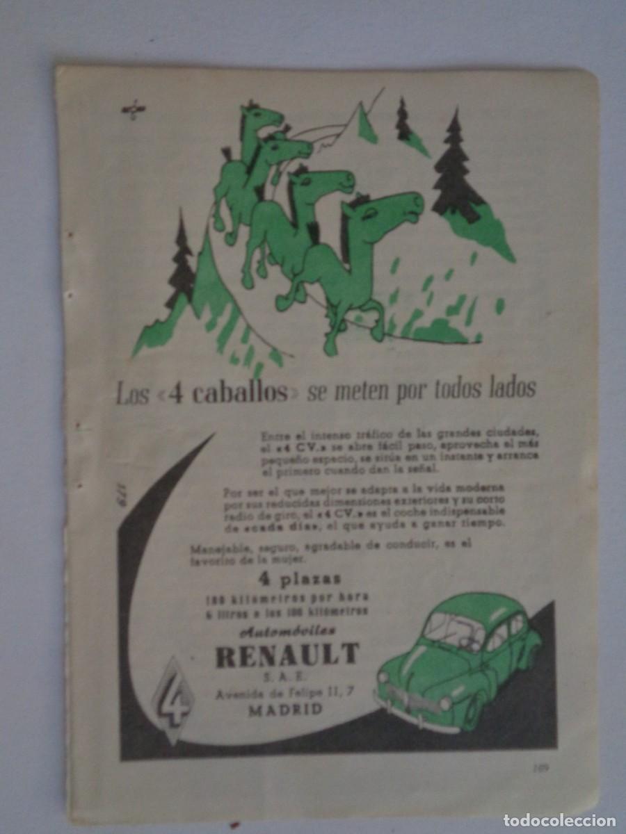 Coleccionismo: HOJA DE REVISTA CON ANUNCIO DE RENAULT 4CV , EL CUATRO CABALLOS ( EL ANTIGUO ). A&Ntilde;OS 50