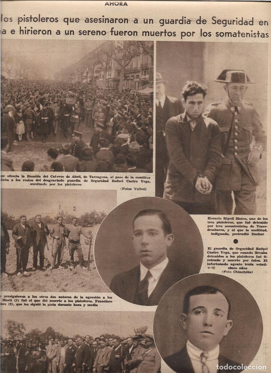 Coleccionismo: 1933 TARRAGONA ASESINATO GUARDIA SEGURIDAD SERENO HERIDO PISTOLEROS ABATIDOS SOMATEN TORREDEMBARRA