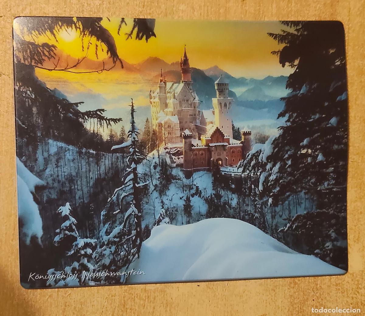 Coleccionismo: alfombra de plastico para mouse ordenador - muestra el famoso Castillo de Neuschwanstein en Baviera