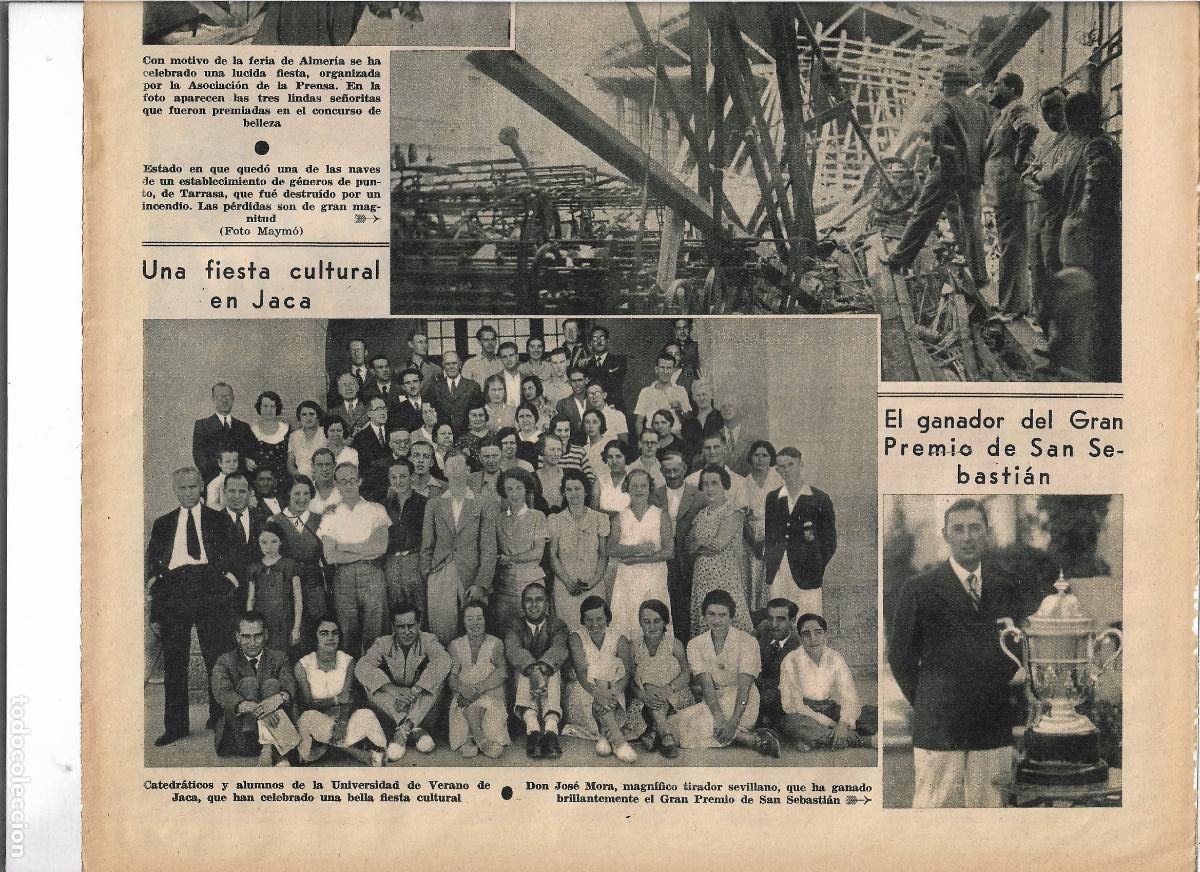 Coleccionismo: A&Ntilde;O 1933 RECORTE PRENSA JACA FIESTA CULTURAL ALUMNOS CATEDRATICOS UNIVERSIDAD DE VERANO