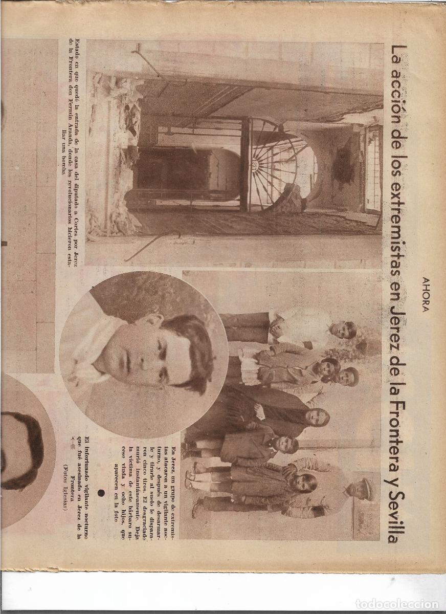 Coleccionismo: A&Ntilde;O 1933 RECORTE PRENSA JEREZ DE LA FRONTERA BOMBA CASA DIPUTADO FERMIN ARANDA ACCION EXTREMISTAS