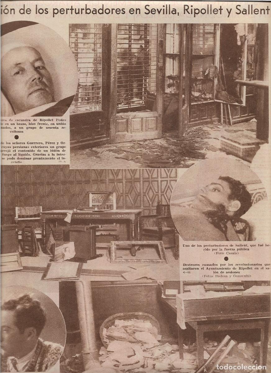 Coleccionismo: A&Ntilde;O 1933 RECORTE PRENSA EXTREMISTAS DISTURBIOS ASALTO AL AYUNTAMIENTO DE RIPOLLET DESTROZOS