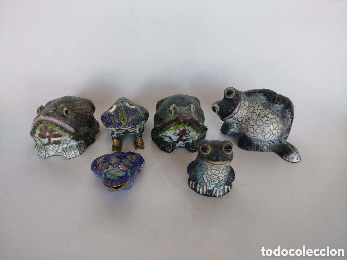 Coleccionismo: SEIS RANITAS DE CLOISONNE.