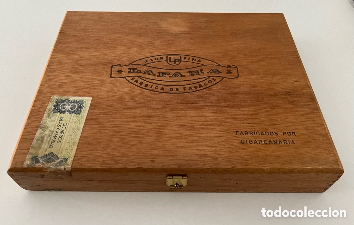 Coleccionismo: Caja de madera vac&iacute;a puros La Fama