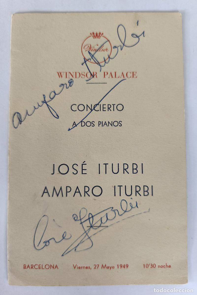 Coleccionismo: FOLLETO PROGRAMA ( WINSOR PALACE ) BARCELONA 1949 - Dos Pianos - Jos&eacute; y Amparo ITURBI - Autografiado