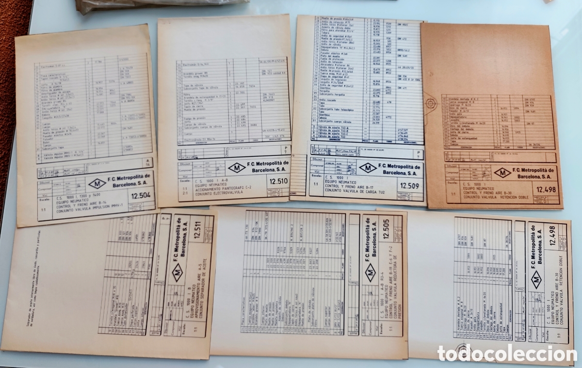 Coleccionismo: Coleccionismo Ferroviario. 7 Planos t&eacute;cnicos Metro Barcelona TMB a&ntilde;os 80