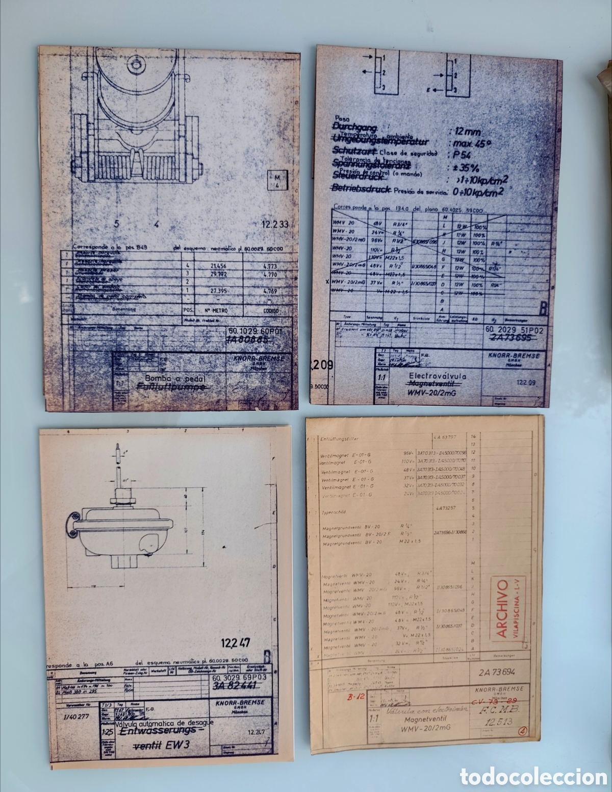 Coleccionismo: Coleccionismo Ferroviario. 4 Planos tecnicos componentes. Metro Barcelona. A&ntilde;os 60