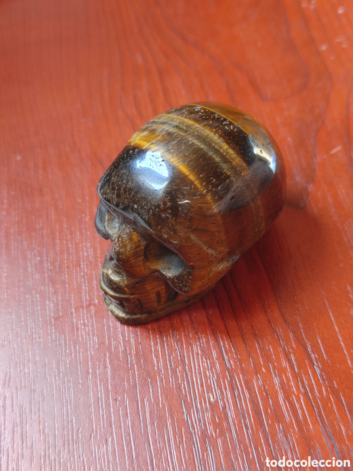 Coleccionismo: Calavera en ojo de tigre mineral. - Foto 4