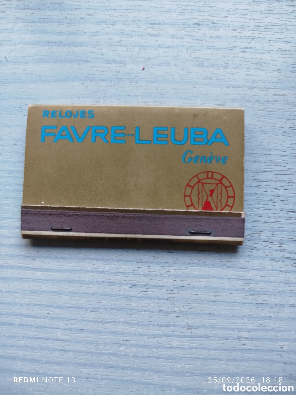 Coleccionismo: Caja cerillas relojes favre -leuba