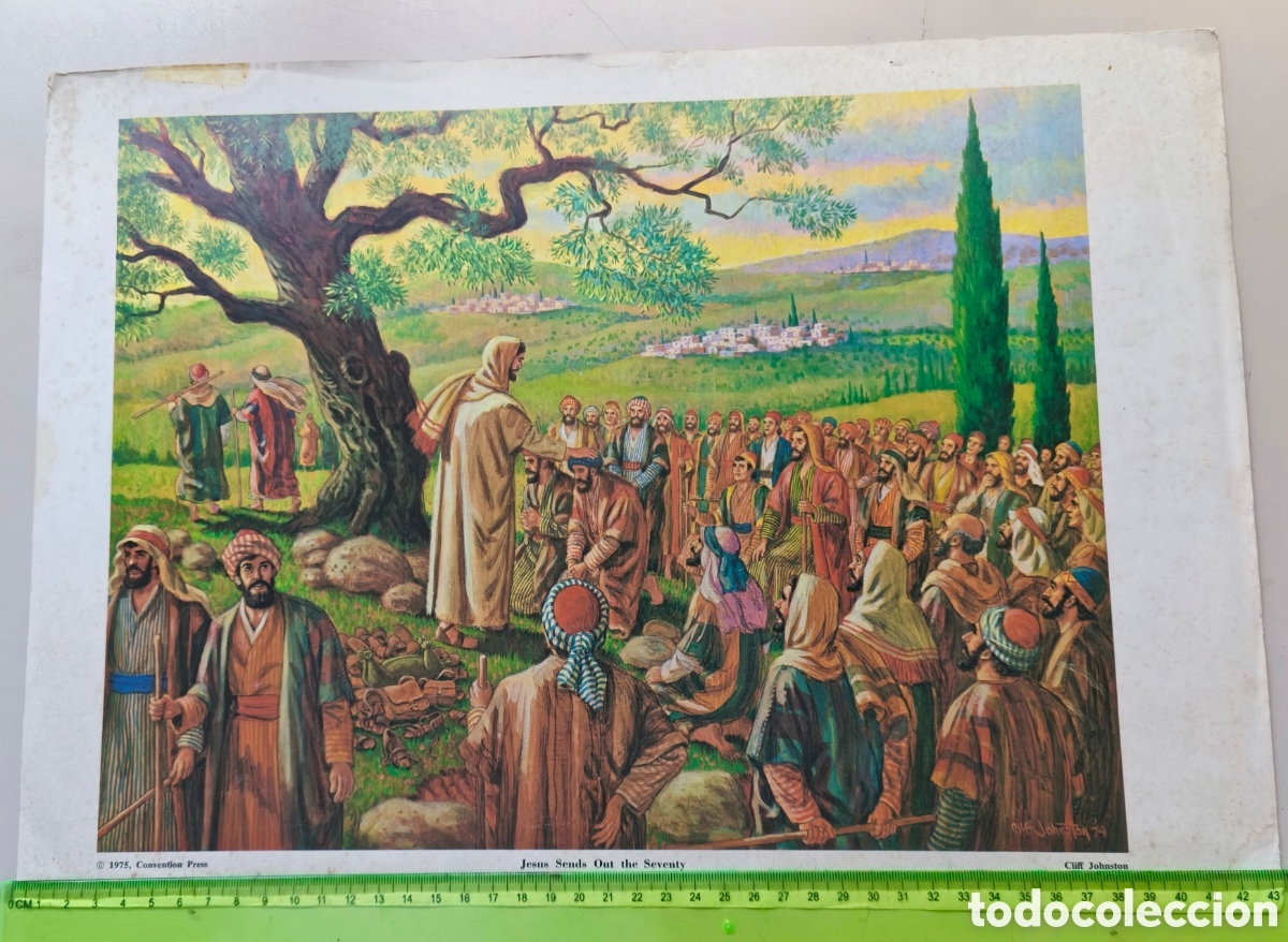 Coleccionismo: Jesus Sends Out the Seventy&rdquo; (Jes&uacute;s env&iacute;a a los setenta), ilustrada por el artista Cliff Johnston.