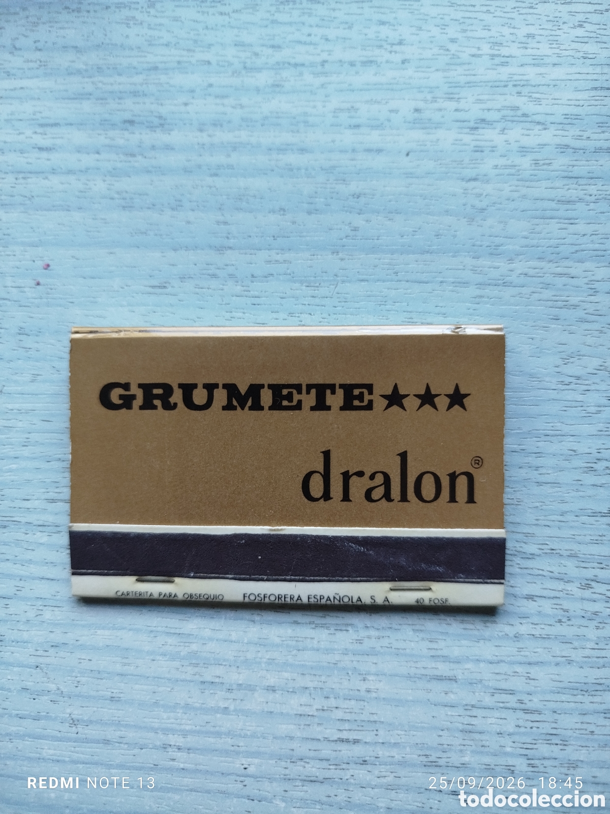 Coleccionismo: Caja cerillas grumete***dralon
