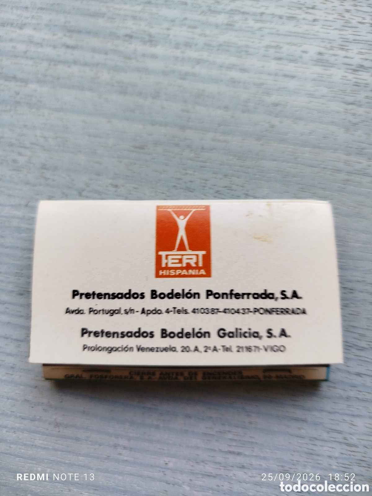 Coleccionismo: Caja cerillas pretensados bodelon.vigo.ponferrada